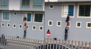 Desopilante video: Hicieron un trío y se fueron sin pagar por la ventana