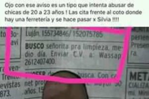 Mendocina encontró trabajo por aviso en el diario y fue acosada