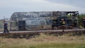 Se incendió un colectivo en la Ruta 7