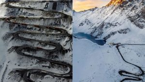 Video: Las impactantes imágenes de los caracoles del Paso Libertador nevados