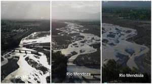 Imágenes desde el cielo: mostraron como se ve el Rio Mendoza luego de que llegara un importante caudal de agua