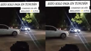 Un mendocino decoró su auto de una particular manera para Año Nuevo y salió por las calles de Tunuyán