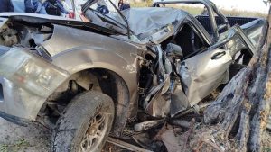 Un hombre volcó su camioneta, chocó contra un árbol y murió