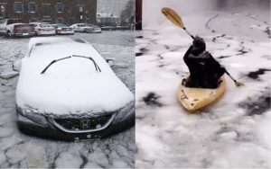 Video: “Superluna” provocó inundaciones en Boston y la ola polar congeló autos