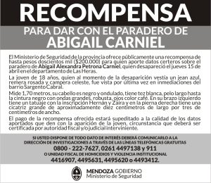 Ofrecen $200 mil por datos certeros para encontrar a Abigail Carniel