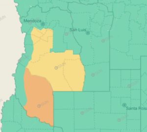 Alerta amarilla y naranja en Mendoza por viento Zonda