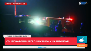 Accidente fatal en Ruta 7: 2 personas fallecieron tras la colisión de un auto, un colectivo y un camión