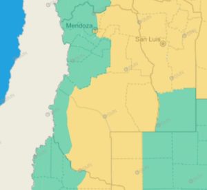 Alerta amarilla en Mendoza por fuertes tormentas, granizo y actividad eléctrica: ¿a qué hora y dónde?