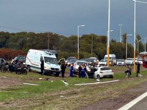 Video: un auto se salió del carril en el Acceso Sur y arrancó un poste