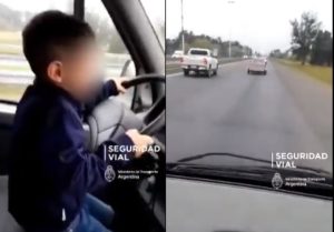 "Dale boludo, llevalo derecho": padre hizo manejar una camioneta a su hijo de 7 años en una autopista