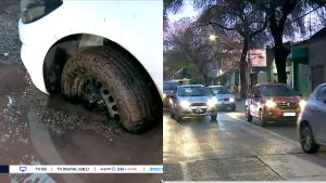 Mendoza: un auto se enterró en un pozo en pleno centro