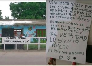 "Perdón, sepan entendernos": se viralizó la carta que delincuentes dejaron en una escuela tras robar