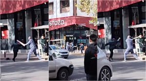 Video: violenta pelea con palos y cuchillos en pleno centro de Mendoza